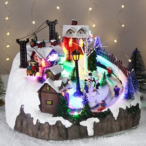 Новогодняя музыкальная композиция Альпийская Деревушка 26*20 см с LED подсветкой и движением Kaemingk фото 1