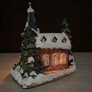 Рождественский домик с подсветкой Заснеженная Церквушка 27 см Kaemingk (Кейминг) фото 3