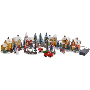 Светящаяся композиция Christmas Village: Домики на Смайли-стрит, с фигурками и аксессуарами, на батарейках Kaemingk фото 1