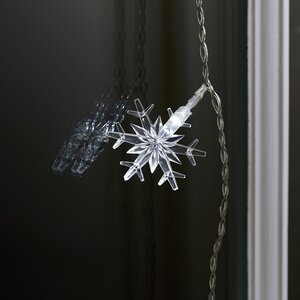 Гирлянда - занавес на окно Снежинки 1.2*2 м, 128 холодных белых LED ламп, прозрачный ПВХ, IP20 Kaemingk фото 5