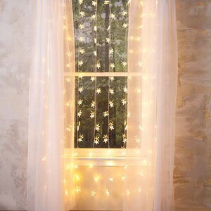 Гирлянда - занавес на окно Звездочки 1.2*2 м, 128 теплых белых LED ламп, прозрачный ПВХ Kaemingk фото 1