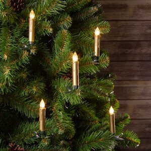 Светодиодные свечи для елки Золотой Шик с пультом 10.5 см 10 шт с теплыми белыми LED лампами, на клипсе, батарейки Koopman фото 1