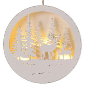 Декоративный светильник White Forest - Семья оленей 14 см, на батарейках