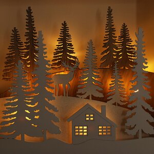 Новогодний светильник Домик у Лесной опушки 25*25 см на батарейках, 12 LED ламп Kaemingk фото 2