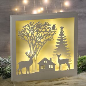 Новогодний светильник Лесные гости 30*30 см на батарейках, 12 LED ламп