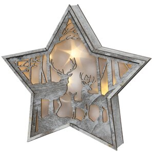 Новогодний светильник Звезда с оленями 23*24 см на батарейках, 6 LED ламп Kaemingk фото 1
