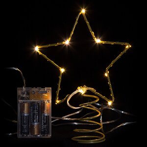 Светящаяся Звезда на елку 20 см золотая 10 теплых белых мини LED ламп, батарейка Kaemingk фото 1
