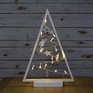 Декоративная светящаяся елка Сканди 40 см белая на батарейках, 15 LED ламп Kaemingk фото 2