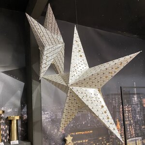 Светильник звезда из бумаги Stellare White 60 см, 20 теплых белых мини LED ламп, на батарейках Kaemingk фото 3
