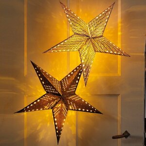 Светильник звезда из бумаги Stellare Black 60 см, 20 теплых белых мини LED ламп, на батарейках Kaemingk фото 2