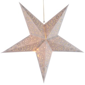 Светящаяся звезда из бумаги Цветочный Альтаир 60 см на батарейках, 20 теплых белых LED ламп Kaemingk фото 1