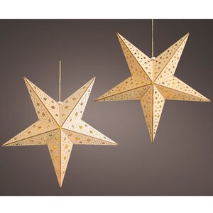 Светящаяся деревянная звезда Кантри со звездочками 40 см на батарейках, 10 теплых белых LED ламп Kaemingk фото 3