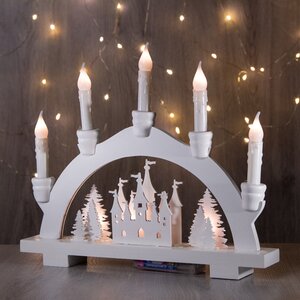 Светильник-горка Сказочный Замок в лесу 32*27 см белый, 8 теплых белых LED ламп, батарейка Kaemingk фото 1