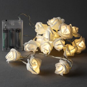 Светодиодная гирлянда на батарейках Розочки 16 теплых белых LED ламп 2.25 м, прозрачный ПВХ Kaemingk фото 1