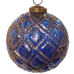 Винтажный елочный шар Сказка Востока 10 см синий, стекло ShiShi фото 1