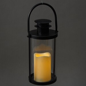 Фонарь Стиль со светодиодной свечой, 12*12*33 см, черный, таймер, батарейка Kaemingk фото 2