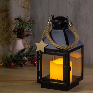 Декоративный фонарь со свечой Гилберт 25 см черный Kaemingk фото 1