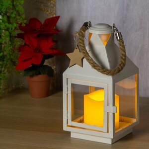 Декоративный фонарь со свечой Гилберт 25 см белый Kaemingk фото 1