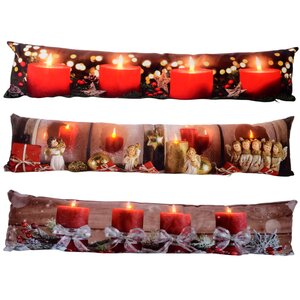 Декоративная подушка с подсветкой Праздничные Свечи 83 см на батарейках, 4 теплые белые LED лампы Kaemingk фото 3