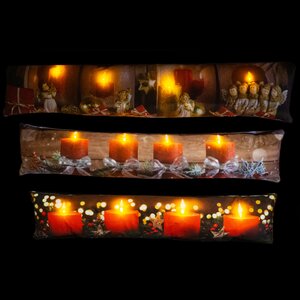 Декоративная подушка с подсветкой Новогодние Свечи 83 см на батарейках, 4 теплые белые LED лампы Kaemingk фото 2