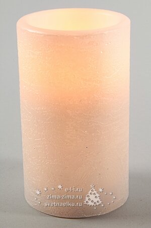 Светильник свеча восковая Мраморная, 7.5*7.5 см, белый, батарейка Kaemingk фото 1