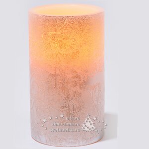 Светильник свеча восковая Мраморная, 17.5*7.5 см, серебро, батарейка Kaemingk фото 1