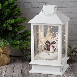 Новогодний фонарь Winter Decoration - Снеговик 36 см, с музыкой, движением и снежным вихрем
