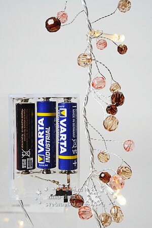 Светодиодная гирлянда на батарейках Пастельные Бусинки 16 теплых белых LED ламп 1.5 м, прозрачный ПВХ Kaemingk фото 1