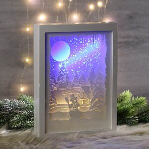 Новогодний светильник диорама Белоснежная Сказка 22*30 см на батарейках, 16 LED ламп Kaemingk фото 1