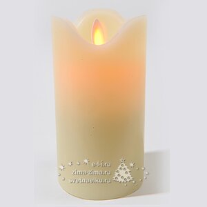 Светодиодная свеча восковая Живое Пламя, 15 см, кремовый, батарейка Kaemingk фото 1