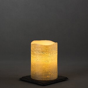 Светильник свеча восковая 10*7.5 см серебряная на батарейках, таймер Kaemingk фото 5