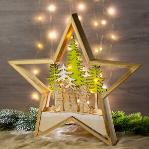 Новогодний светильник Звезда - Снежные Забавы 38 см на батарейках, 10 мини LED ламп Kaemingk фото 1