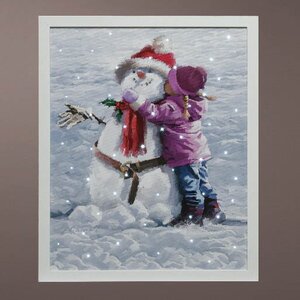 Светящаяся картина Софи и Снеговик 48*38 см, на батарейках