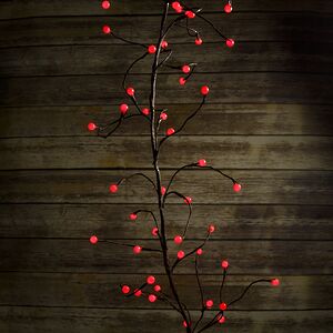 Ветка - лиана Вишенки, 150 см, 64 КРАСНЫЕ LED лампы, маленькие мультишарики Kaemingk фото 3