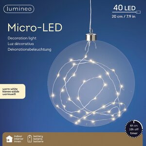 Декоративный подвесной светильник Шар Кристал 20 см, 40 теплых белых LED ламп, на батарейках, стекло Kaemingk фото 5