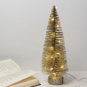 Декоративная светящаяся елочка Chelsea Gold 35 см, 20 теплых белых мини LED ламп, на батарейках Kaemingk фото 4