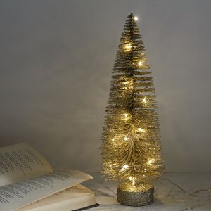 Декоративная светящаяся елочка Chelsea Gold 35 см, 20 теплых белых мини LED ламп, на батарейках Kaemingk фото 3