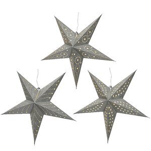 Светящаяся звезда из бумаги 60 см серебряный металлик