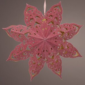 Светильник звезда из бумаги Velvet Montange - Raspberry 60 см Kaemingk фото 2