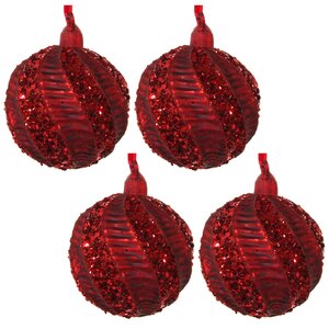 Набор винтажных елочных шаров Рождественская Роскошь 10 см, 4 шт, стекло ShiShi фото 1