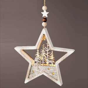 Декоративный светильник Звезда Apeldoorn Story - Рождество в лесу 14 см, на батарейках Kaemingk фото 1