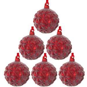 Набор винтажных шаров Рубиновый Иней 8 см, 6 шт, стекло ShiShi фото 1
