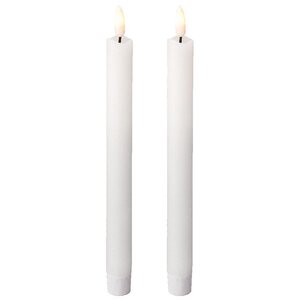 Столовая светодиодная свеча с имитацией пламени Стелла 24 см 2 шт, белая, батарейка Kaemingk фото 3