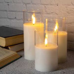 Светодиодная свеча в колбе с живым пламенем Одри 15 см в прозрачном стакане, на батарейках Kaemingk фото 2