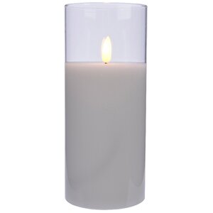 Светодиодная свеча в колбе с живым пламенем Одри 18 см в прозрачном стакане, на батарейках Kaemingk фото 3