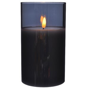 Светодиодная свеча в колбе с живым пламенем Одри 13 см в графитовом стакане, на батарейках Kaemingk фото 1