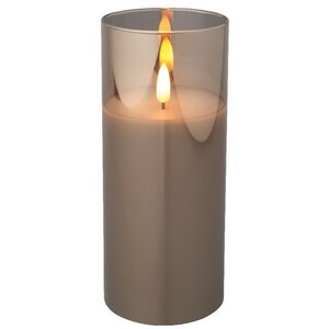 Светодиодная свеча в колбе с живым пламенем Одри 18 см в графитовом стакане, на батарейках Kaemingk фото 3