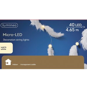 Светодиодная гирлянда Fluffy Dream 4.65 м, 40 теплых белых ламп, прозрачный ПВХ, IP20 Kaemingk фото 4