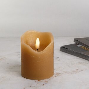 Светодиодная свеча с имитацией пламени Стелла 9 см миндальная восковая, на батарейках, таймер Kaemingk фото 5