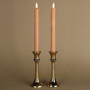 Столовая светодиодная свеча с имитацией пламени Стелла 24 см 2 шт миндальная, на батарейках, таймер Kaemingk фото 2